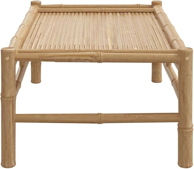 vidaXL Bamboo Patio Lounge Set - Outdoor Garden Furniture with Dark Gray Cushions - Bench and Coffee Table Included - Photo 6