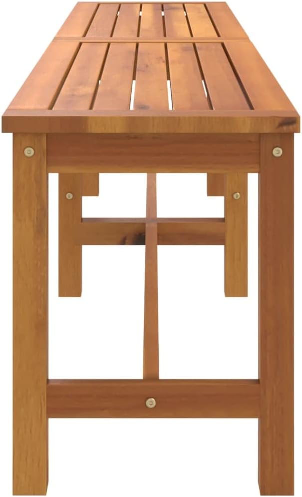 Garden Bench Brown Solid Acacia Wood Outdoor Furniture Outdoor Seating for Balcony 70.9 in x 13.8 in x 17.7