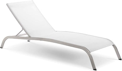 Modway Savannah Outdoor Patio Mesh Chaise Lounge Chair in White 25 x 76.5 x 12