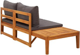 Patio Bench with Table Dark Gray Cushions, Modern Patio Furniture, Mid Century Modern Patio Furniture - Photo 5
