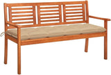 3-Seater Patio Bench with Cushion 59.1" Solid Eucalyptus Wood Outside bench Garden benches Patio bench Park bench - Photo 1