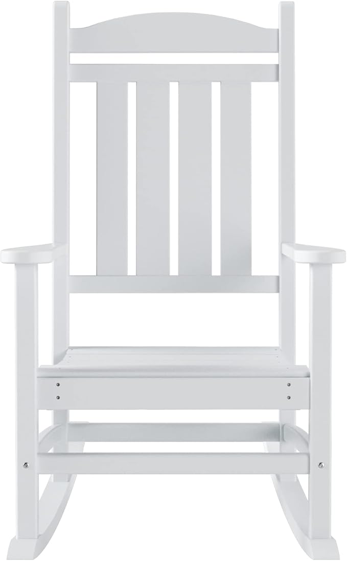 WestinTrends Malibu 3-Piece Set Outdoor/Patio Rocking Chairs with a Side Table (2 Seater), White