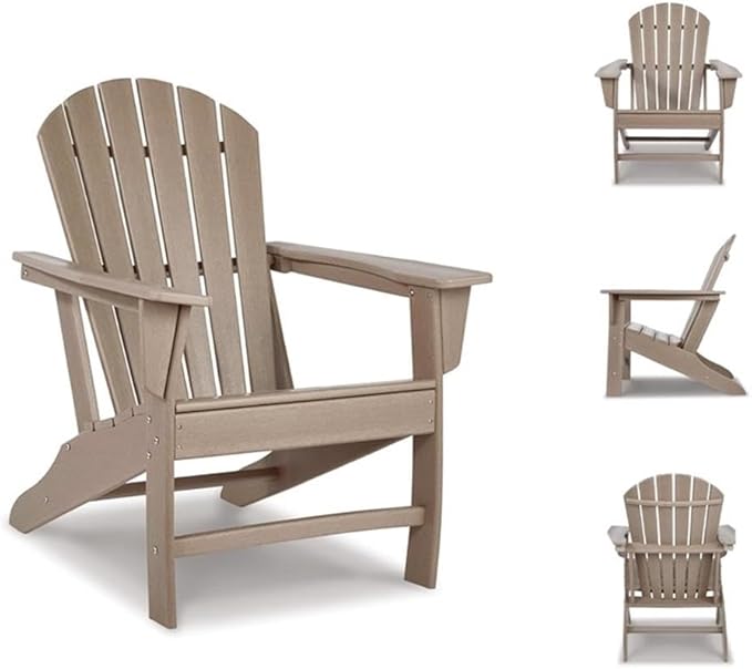 BOWERY HILL Outdoor Set of Grayish Brown End Table & Adirondack Chair