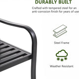 Metal Garden Bench with Pullout Middle Table Patio Seating Double Seat Steel Bench for Outdoor Patio Garden Backyard - Photo 6