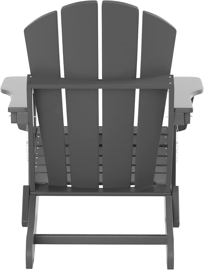 WO Home Furniture Adirondack Chairs Table Set of 3 PCS Outdoor Folding Chairs Coffee Table Weather/UV Resistant for Lawn - Photo 4