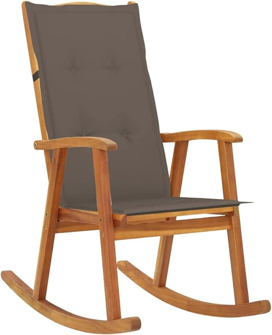 Vintage Outdoor Rocking Chair Solid Acacia Wood with Weather-Resistant Cushions Gentle Rocking Motion for Patio Garden Balcony Relaxation Comfortable Ergonomic Design Oiled