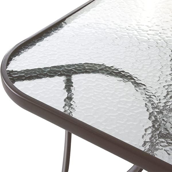 soges 47in Outdoor Patio Bistro Coffee Tea Table, Rectangular Tempered Glass Steel Frame Dining Table with Umbrella Hole - Photo 9