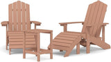 Brown HDPE Adirondack Garden Chair Set with Footstools and Table, 2 Chairs, UV-Resistant Outdoor Furniture for Patio - Photo 3