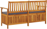 Garden Bench Deck Bench Storage Bench with Cushion 58.3" Solid Wood Acacia - Photo 4