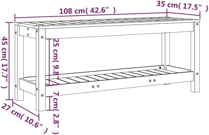 vidaXL Garden Bench White Solid Pine Wood Standard Garden Bench