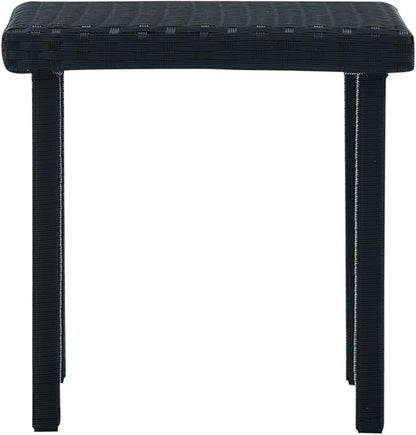 Compact Garden Side Table, Square Patio Tea Table with Powder-Coated Steel Frame, All-Weather Black PE Rattan Accent Table for Balcony, Porch, and Backyard