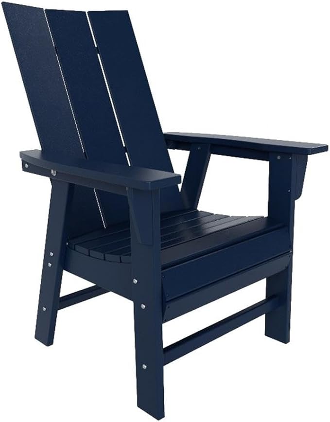 Costaelm Patio hdpe Adirondack Chair, Outdoor Balcony Pool Chair, Modern Front Porch Fire Pit Backyard Chair, Garden Resin Lounge Chair for Outside, Navy Blue