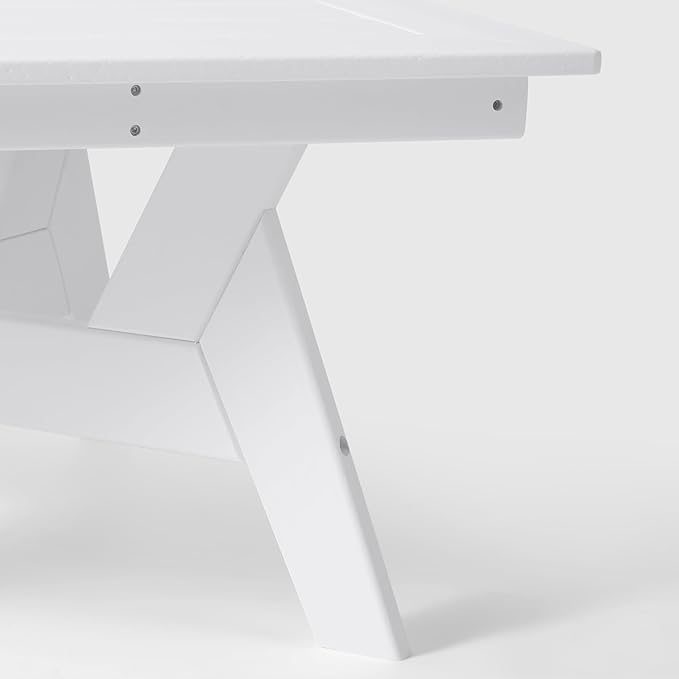 WestinTrends Avalon Modern Low Outdoor Patio Square HDPE Coffee Table, White - Photo 8