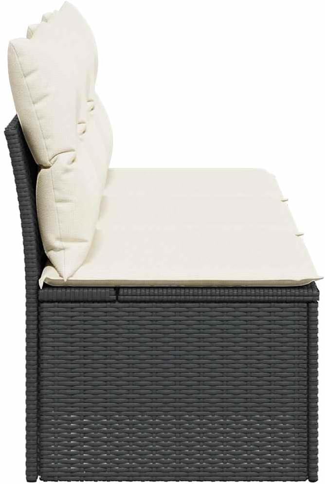 3-Seater Garden Sofa in Black and Cream White, Modular Outdoor Furniture with Weather-Resistant Cushions and Waterproof Storage Bag for Patio, Balcony, or Garden