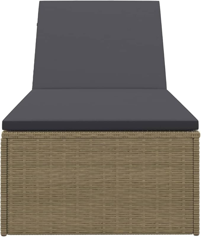 Adjustable Brown Rattan Chaise Lounge 77.9"x23.6" Foldable Outdoor Recliner with PE Rattan & Cushion for Poolside, Patio - Photo 4