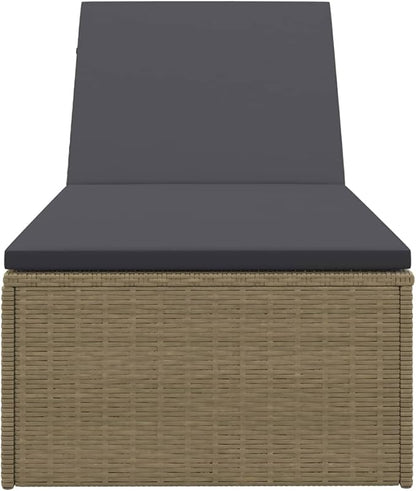 Adjustable Rattan Sunlounger 77.9"x23.6"x32.9", Foldable Outdoor Chaise Lounge with Cushion & Steel Frame, Lightweight for Patio Pool