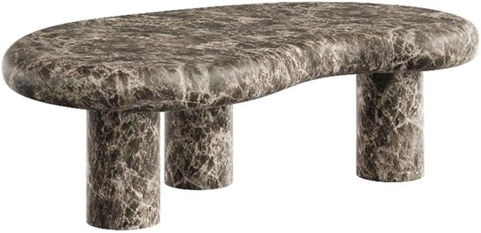 Modway Elowen Faux Marble Coffee Table in Dark Emperador Marble - Faux Emperador Marble Sculptural Center Table for Indoor and Outdoor Spaces