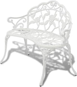 Traditional Cast Iron Garden Bench with Floral Inlays, Durable Outdoor Seating for Patio, Park or Garden - Photo 1