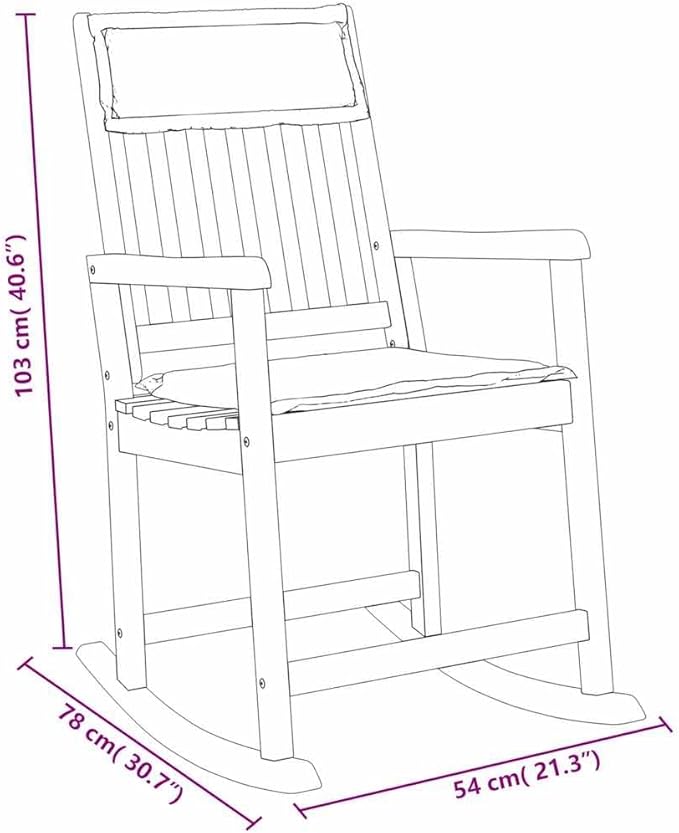 Solid Acacia Wood Rocking Chair, Modern Outdoor Patio Rocker with Comfortable Cushions, Weather-Resistant Dark Grey Seat for Porch, Garden, and Living Room
