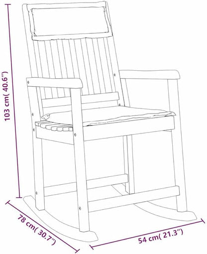 Dark Grey Solid Acacia Wood Rocking Chair with Polyester Foam Cushions, 1 Piece Modern Indoor Outdoor Rocker for Lounge Balcony Patio, Durable Comfortable Seating Furniture