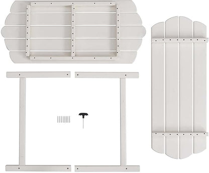 2 Tier Patio Table-White Outdoor Coffee Table Adirondack Balcony Table for Garden Pool