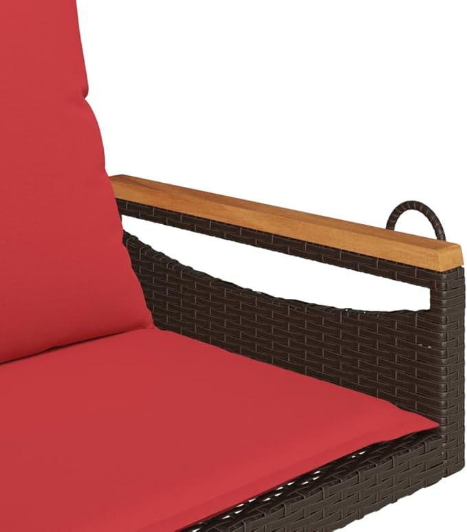 Brown PE Rattan Patio Swing Bench with Cushions, UV-Resistant and Water-Repellent Outdoor Furniture for Garden, Balcony - Photo 8