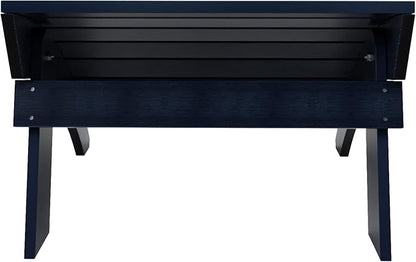 WestinTrends Tuscany Adirondack Ottoman, Real Wood Like Outdoor Ottoman for Patio, All Weather Poly Lumber Folding Ottoman Footrest for Adirondack Chair, Navy