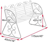 Elegant Metal Garden Bench, Sturdy Wrought Iron Bench with Decorative Design, Weather-Proof - Photo 2