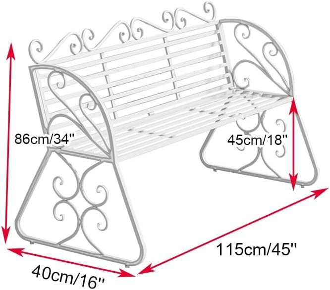 Elegant Metal Garden Bench, Sturdy Wrought Iron Bench with Decorative Design, Weather-Proof, 2-Person Capacity for Garden Backyard Lawn Porch Path(Pink)