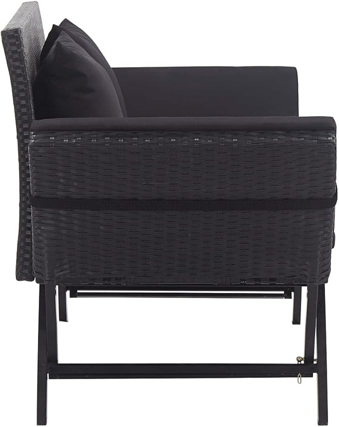 Patio Bench with Cushions, Outdoor Sunbed, Cushion Cover Removable, Garden Bench, Easy to Clean for Patio, Garden, Patio - Photo 3