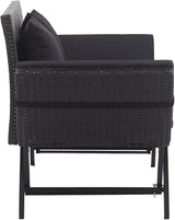 Garden Bench Deck Bench Patio Bench with Cushions 69.3" Black Poly Rattan - Photo 3