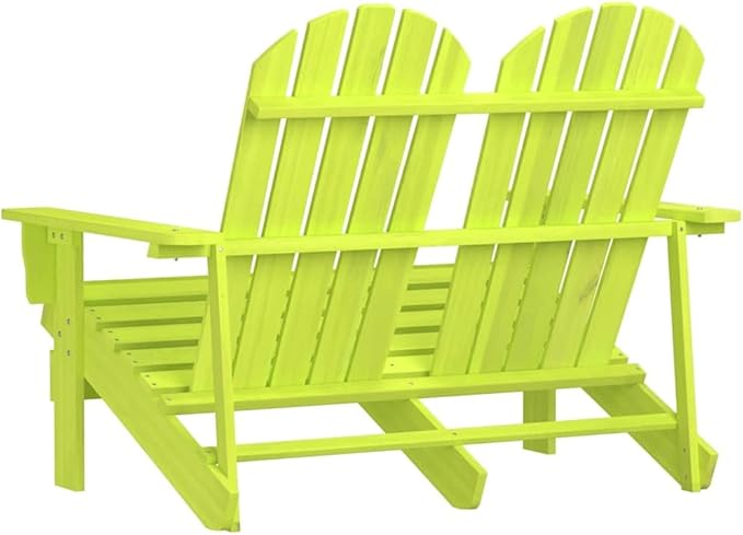 Solid Fir Wood 2-Seater Adirondack Garden Chair in Green - Photo 5
