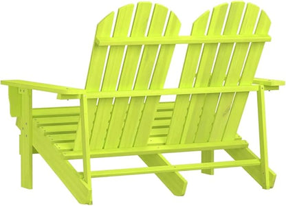 2-Seater Garden Adirondack Chair, Green Solid Fir Wood, Outdoor Patio Lawn Seating, Durable Weather-Resistant Porch Deck Furniture, 33.7 x 47.0 x 35.2 in Outdoor Accessories
