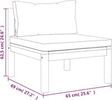 Cream White Modular Outdoor Sectional Middle Sofa 27.2 in Solid Acacia Wood Frame Patio Seating for Garden - Photo 7