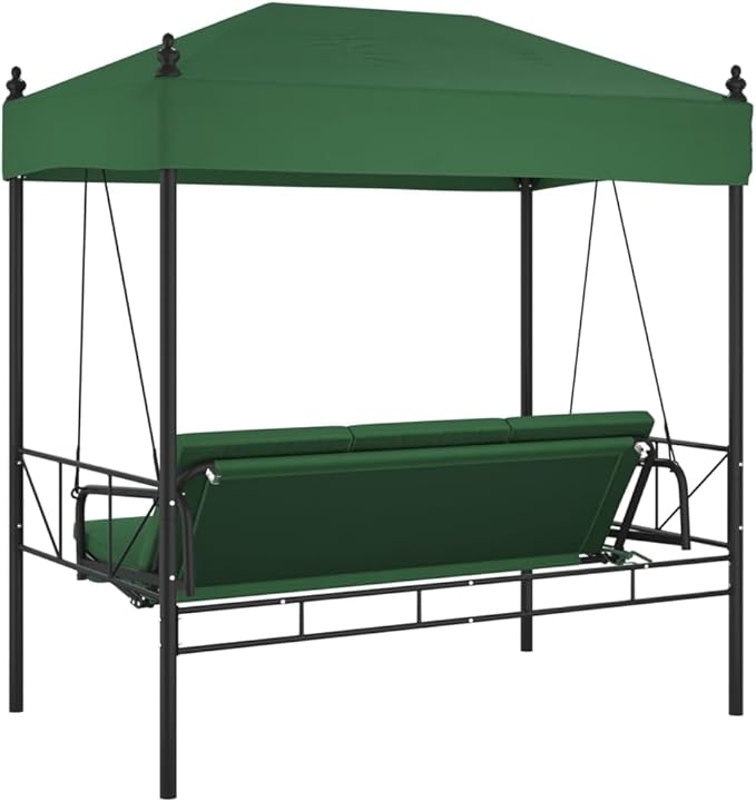 Outdoor Convertible Garden Swing Bench with Canopy, 3-Seater Patio Porch Swing Bed, Heavy Duty Powder-Coated Steel Frame - Photo 7