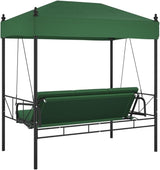 Outdoor Convertible Garden Swing Bench with Canopy, 3-Seater Patio Porch Swing Bed, Heavy Duty Powder-Coated Steel Frame - Photo 7