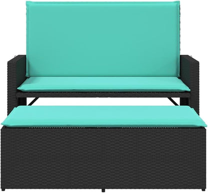 Patio Bench Black, Turquoise Outdoor Benches Garden Seating for Garden Lawn