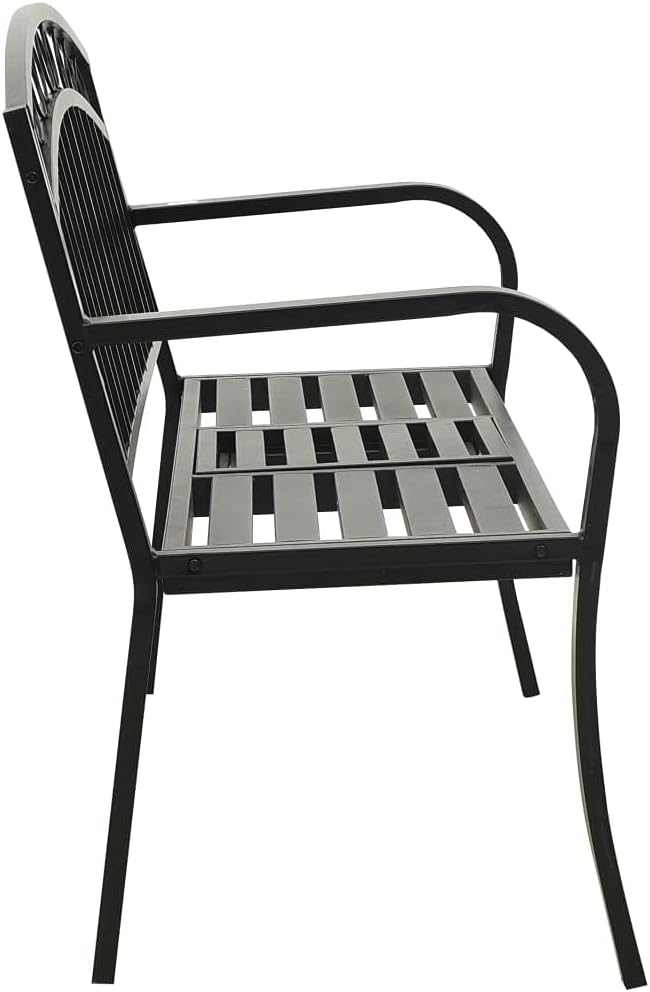 Garden Bench Outdoor Bench Patio Bench Cushions for Outdoor, Park, Yard, Entryway, Iron Metal Frame Furniture - Photo 5