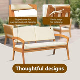 vidaXL Cream White Outdoor Garden Bench with Cushions for Two - Photo 6