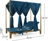 Christopher Knight Home Kenzie Acacia Wood Outdoor Daybed with Canopy, Double Chaise Lounge Chair Outdoor with Cushion - Photo 2