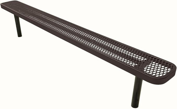 COATEDOUTDOORFURNITURE Coated Outdoor Furniture Heavy-Duty Outdoor Bench Thermoplastic Coated, Expanded Metal, Commercial-Grade Seating, Made in America (Inground Without Back, 8 Ft, Brown)