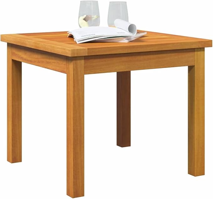 18" Acacia Wood Square Side Table, Natural Oil Finish, Sturdy Post Legs, Easy Assembly, Patio/Garden/Balcony - Photo 3