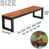 31" Outdoor Bench Weatherproof Patio Garden Benches Metal Backless Bench Seating 2-4 Person Slatted Chairs for Porch - Photo 2