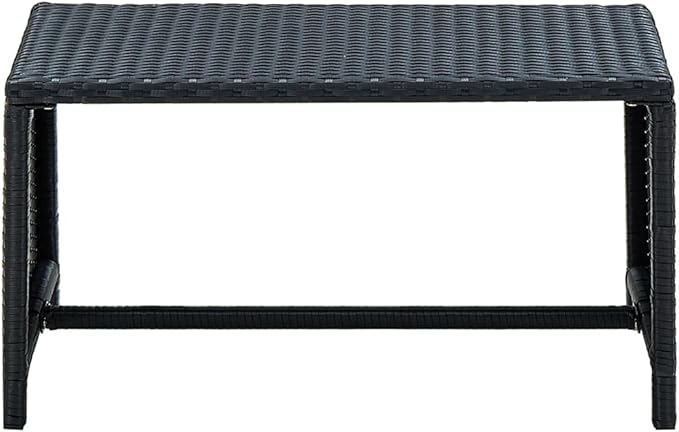 vidaXL Outdoor Coffee Table - Black Poly Rattan Garden Table - Maintenance-Free All-Weather Design - with Stable Powder-Coated Steel Frame