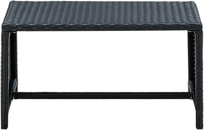 vidaXL Outdoor Coffee Table - Black Poly Rattan Garden Table - Maintenance-Free All-Weather Design - with Stable Powder-Coated Steel Frame