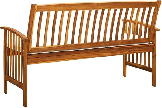 Garden Bench Warm Acacia Solid Acacia Wood 57.9 in Ergonomic Porch Seating Outdoor Bench Patio Furniture Garden Seating for Outdoor Courtyard Yard Deck