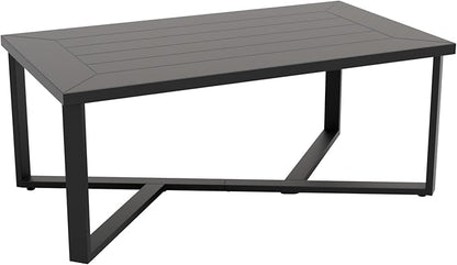 EAGLE PEAK Urban Slate Modern Outdoor Coffee Table, Weather-Resistant Steel Accent Patio Table for Backyard, Garden, Deck, Porch, or Balcony, Black