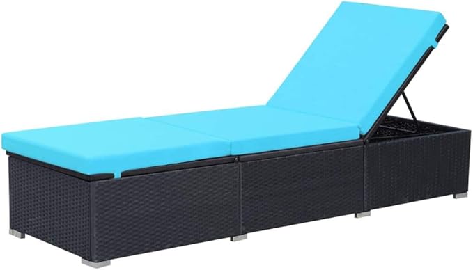 Sun Lounger with Adjustable Backrest, Outdoor Chaise Lounge Chair for Patio Poolside - Photo 3