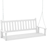 Tangkula 3 Person Wooden Porch Swing, Hanging Patio Swing with 2 Adjustable Galvanized Metal Chains, Slatted Back & Seat - Photo 1