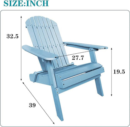 FDW Folding Adirondack Chair, All Weather Patio Chair Outdoor Fire Pit Chair for Patio Lawn Garden Backyard Deck Pool Beach